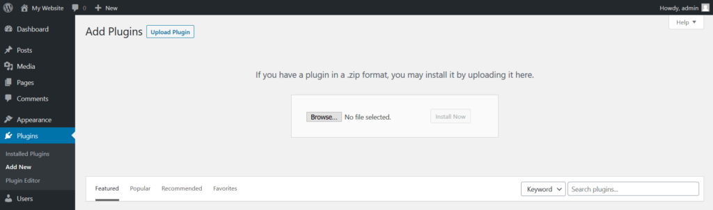 Upload WordPress plugin